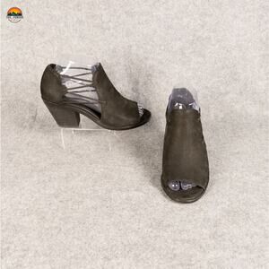 Eileen Fisher Nikki Strappy Sandal Black Leather Block Heel Open Toe Womens 6.5